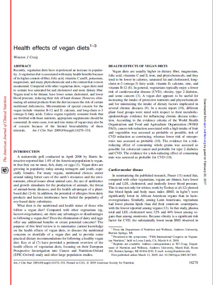 Health effects Vegetarian diet